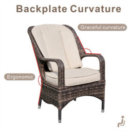 Abrihome 2-Piece Outdoor Pe Rattan Dining Chairs, Brown - thumbnail 6