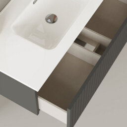 Banyetti Linea Matt Grey Ribbed Wall Hung Vanity Unit 1000mm X 460mm - thumbnail 4
