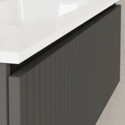 Banyetti Linea Matt Grey Ribbed Wall Hung Vanity Unit 1000mm X 460mm - thumbnail 2