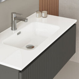 Banyetti Linea Matt Grey Ribbed Wall Hung Vanity Unit 1000mm X 460mm - thumbnail 3