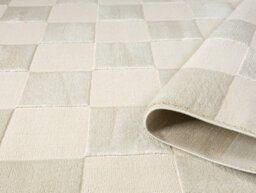 Vellure Modern Indoor Living Room Area Rug Embossed Metallic Sheen Grid Design Cream 60X220 Cm - thumbnail 3