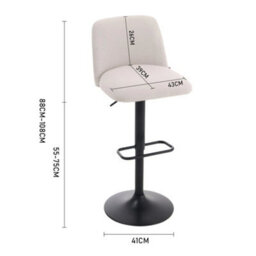 2Pcs Beige Linen Bar Stools Adjustable Height Padded High Bar Chairs W/ Footrest - thumbnail 2
