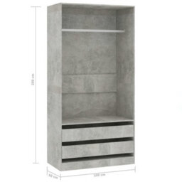 Vidaxl Wardrobe Concrete Grey 100X50X200 Cm Engineered Wood - thumbnail 6