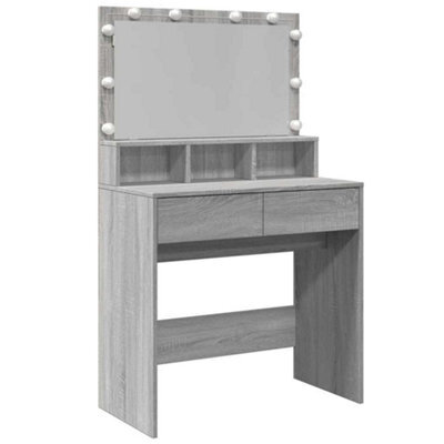 Berkfield Elegant Dressing Table With Led Grey Sonoma 80X41X134.5 Cm