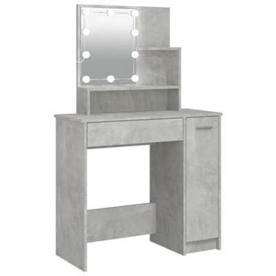 Vidaxl Dressing Table With Led Concrete Grey 86.5X35X136 Cm - image 1
