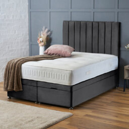 Bsspoke Ottoman Divan Bed Steel Velvet Orthopaedic Mattress And 54Inch Headboard End Liftup Storage Solid Divan Base In All Sizes - thumbnail 1