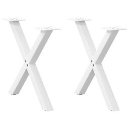 Berkfield Modern Coffee Table Legs X-Shaped 2 Pcs White 60X(42-43) Cm Steel - thumbnail 2