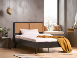 Beliani Bed Pe Rattan Monpazier 120 X 200 Cm (Eu Small Double) Black - thumbnail 2