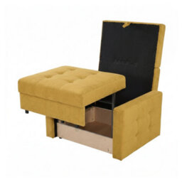 Single Sofa Bed With Storage Viva Lux I Yellow Upholstered Seat And Wavy Springs Compact Seating For Studio And Guest Room - thumbnail 4