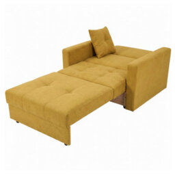 Single Sofa Bed With Storage Viva Lux I Yellow Upholstered Seat And Wavy Springs Compact Seating For Studio And Guest Room - thumbnail 3