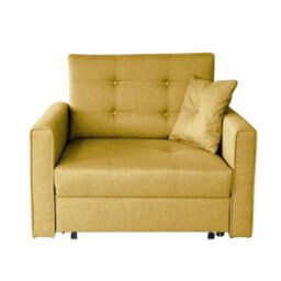 Single Sofa Bed With Storage Viva Lux I Yellow Upholstered Seat And Wavy Springs Compact Seating For Studio And Guest Room - thumbnail 2