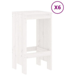 Berkfield 7 Piece Garden Bar Set White Solid Wood Pine - thumbnail 3