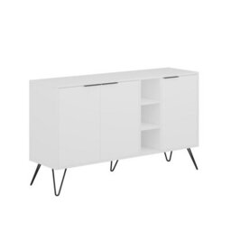 Decortie Clara Sideboard Cabinet Modern Storage Shelves Hairpin Legs White 142Cm - thumbnail 2