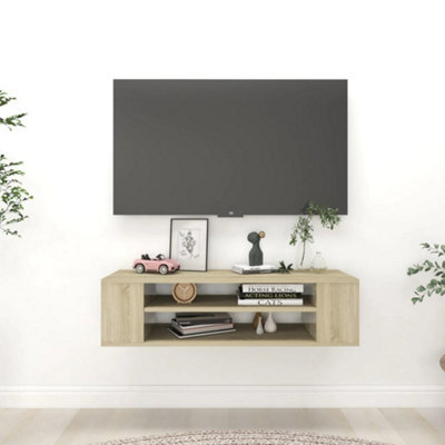 Walplus Hanging Tv Cabinet Sonoma Oak 100X30X26.5 Cm Engineered Wood - image 1