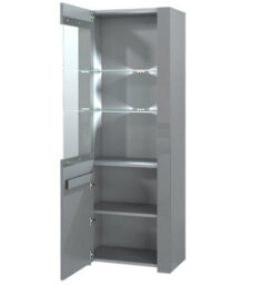 Furneo High Gloss & Matt Grey Display Cabinet Cupboard Milano 09G White Led Lights - thumbnail 2