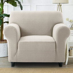 Ameha Spandex Sofa Cover Elasticated Bottom Living Room Beige 1 Seater 80 X 120 Cm Stretch Sofa Pet Protector - thumbnail 2