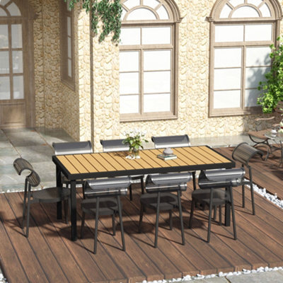 Outsunny Garden Dining Table For 8, Aluminium Frame For Patio, Natural - image 1