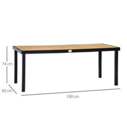 Outsunny Garden Dining Table For 8, Aluminium Frame For Patio, Natural - thumbnail 3