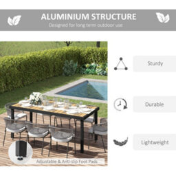 Outsunny Garden Dining Table For 8, Aluminium Frame For Patio, Natural - thumbnail 5
