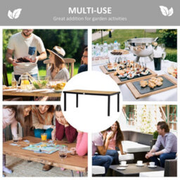 Outsunny Garden Dining Table For 8, Aluminium Frame For Patio, Natural - thumbnail 6