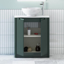 Royal Bathrooms Avenza 700mm Deep Moss Green Floor Standing Bathroom Vanity Unit 2 Door With Breeze Basin - thumbnail 5