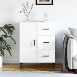 Berkfield Classic Sideboard High Gloss White 69.5X34X90 Cm Engineered Wood - thumbnail 2