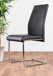 Furniturebox Elina White Marble Effect Round Pedestal Dining Table With Curved Black Support And 2 Black Faux Leather Lorenzo Chairs - thumbnail 5