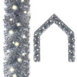 Berkfield Functional Christmas Garland With Led Lights 20 M Silver - thumbnail 2