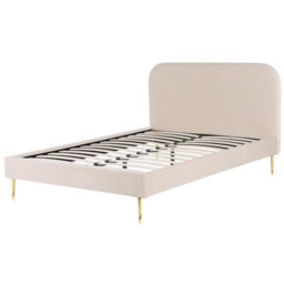 Beliani Bed Velvet Flayat 140 X 200 Cm (Eu Double) Light Beige - thumbnail 5