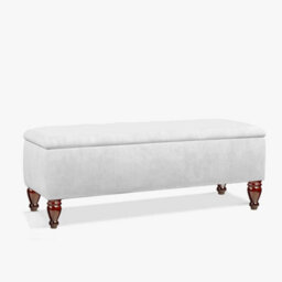 Lisbon 180Cm Ottoman Bench With Storage, End Of Bed Bench, Rectangle Coffee Table, Wide Ottoman Box- White Plush Velvet Box