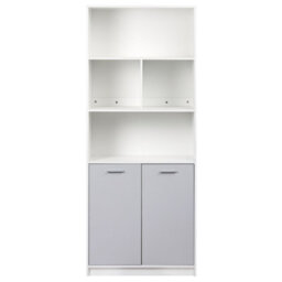 Wyld And Coco Living 2-Door Wall-Mounted Bookcase Grey And White, Tall Space-Saving Storage W80 X D40 X H197Cm - thumbnail 1
