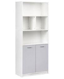 Wyld And Coco Living 2-Door Wall-Mounted Bookcase Grey And White, Tall Space-Saving Storage W80 X D40 X H197Cm - thumbnail 3