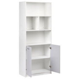 Wyld And Coco Living 2-Door Wall-Mounted Bookcase Grey And White, Tall Space-Saving Storage W80 X D40 X H197Cm - thumbnail 5