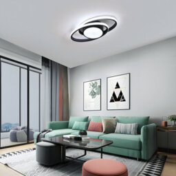 Pheashine Black Led Flush Mount Ceiling Light 39W Stepless Dimmable 3000-6500K Remote Control For Living Room, Bedroom, Kitchen - thumbnail 7
