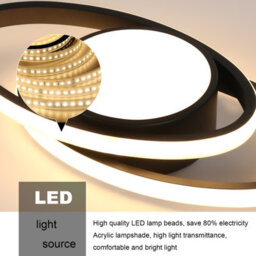 Pheashine Black Led Flush Mount Ceiling Light 39W Stepless Dimmable 3000-6500K Remote Control For Living Room, Bedroom, Kitchen - thumbnail 4