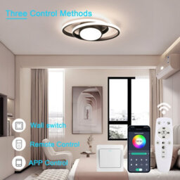 Pheashine Black Led Flush Mount Ceiling Light 39W Stepless Dimmable 3000-6500K Remote Control For Living Room, Bedroom, Kitchen - thumbnail 6