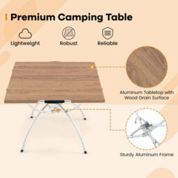Costway 2 Pcs Foldable Camping Table Lightweight Aluminum Picnic Table W/ Carry Bag - thumbnail 6