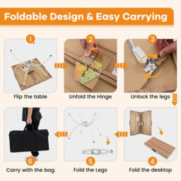 Costway 2 Pcs Foldable Camping Table Lightweight Aluminum Picnic Table W/ Carry Bag - thumbnail 5