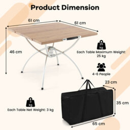 Costway 2 Pcs Foldable Camping Table Lightweight Aluminum Picnic Table W/ Carry Bag - thumbnail 2