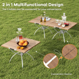 Costway 2 Pcs Foldable Camping Table Lightweight Aluminum Picnic Table W/ Carry Bag - thumbnail 7