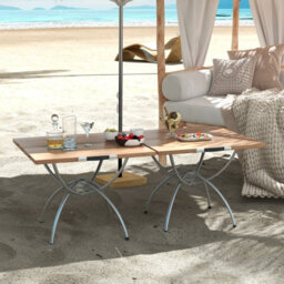 Costway 2 Pcs Foldable Camping Table Lightweight Aluminum Picnic Table W/ Carry Bag - thumbnail 4