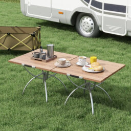 Costway 2 Pcs Foldable Camping Table Lightweight Aluminum Picnic Table W/ Carry Bag - thumbnail 3