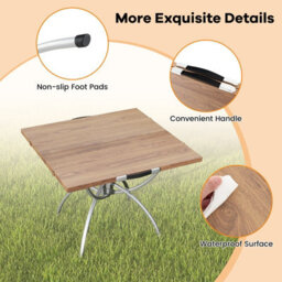 Costway 2 Pcs Foldable Camping Table Lightweight Aluminum Picnic Table W/ Carry Bag - thumbnail 8