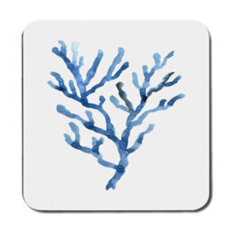 Benjamin Tate Design Placemat Coaster Set 12 Pieces With Wood Bottom Designer Coral Artwork Signature Collection - thumbnail 3