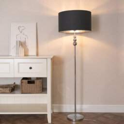 Valuelights Marissa Chrome Stacked Ball Floor Lamp With Black With Chrome Inner Lamp Shade And Led Bulb