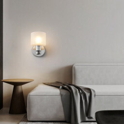Harper Living Modern Wall Light, Indoor Wall Lamp With Chrome Finish & Frosted Glass Shade, Wall Sconce Lights - thumbnail 3