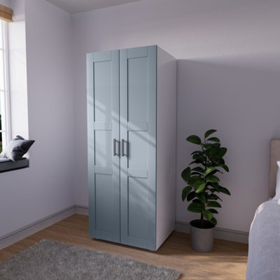 Atomia Modern Matt Dusk Blue Tall Double Wardrobe (H)1875mm (W)750mm (D)580mm - image 1