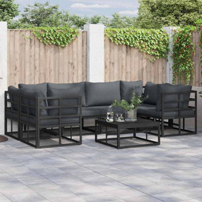 Berkfield Garden Sofa Set 7 Pcs Black Aluminium - image 1