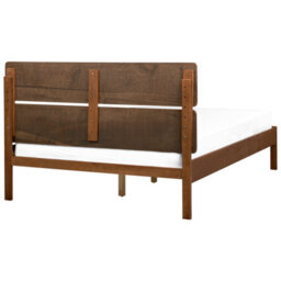 Beliani Bed With Led Wood Boisset 140 X 200 Cm (Eu Double) Dark Brown - thumbnail 6