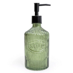 Candlelight Green Glass Soap Dispenser With Black Pump - thumbnail 1